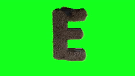 Furry-Hairy-3d-letter-e-on-green-screen